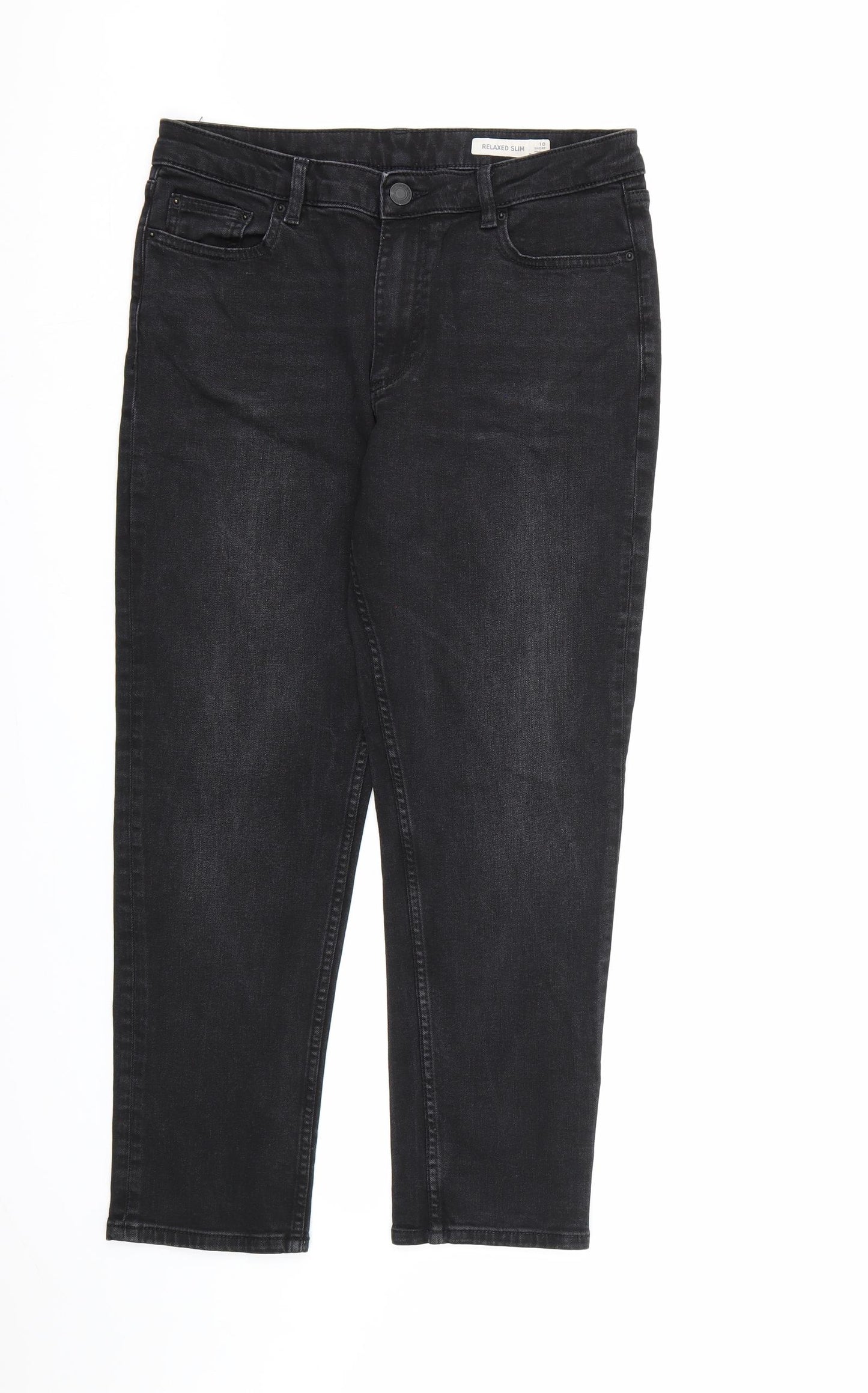 Marks and Spencer Womens Black  Denim Straight Jeans Size 10 L25 in