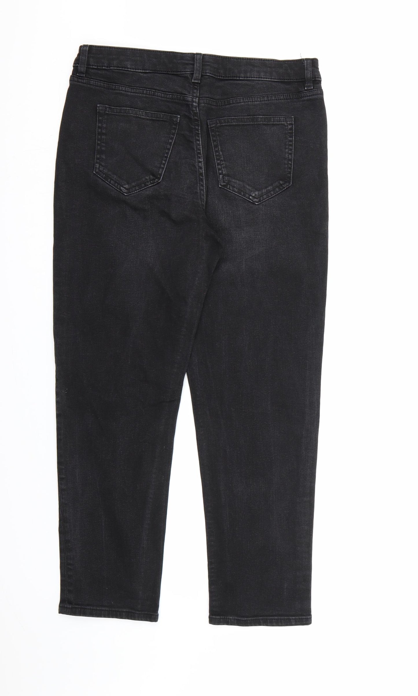 Marks and Spencer Womens Black  Denim Straight Jeans Size 10 L25 in