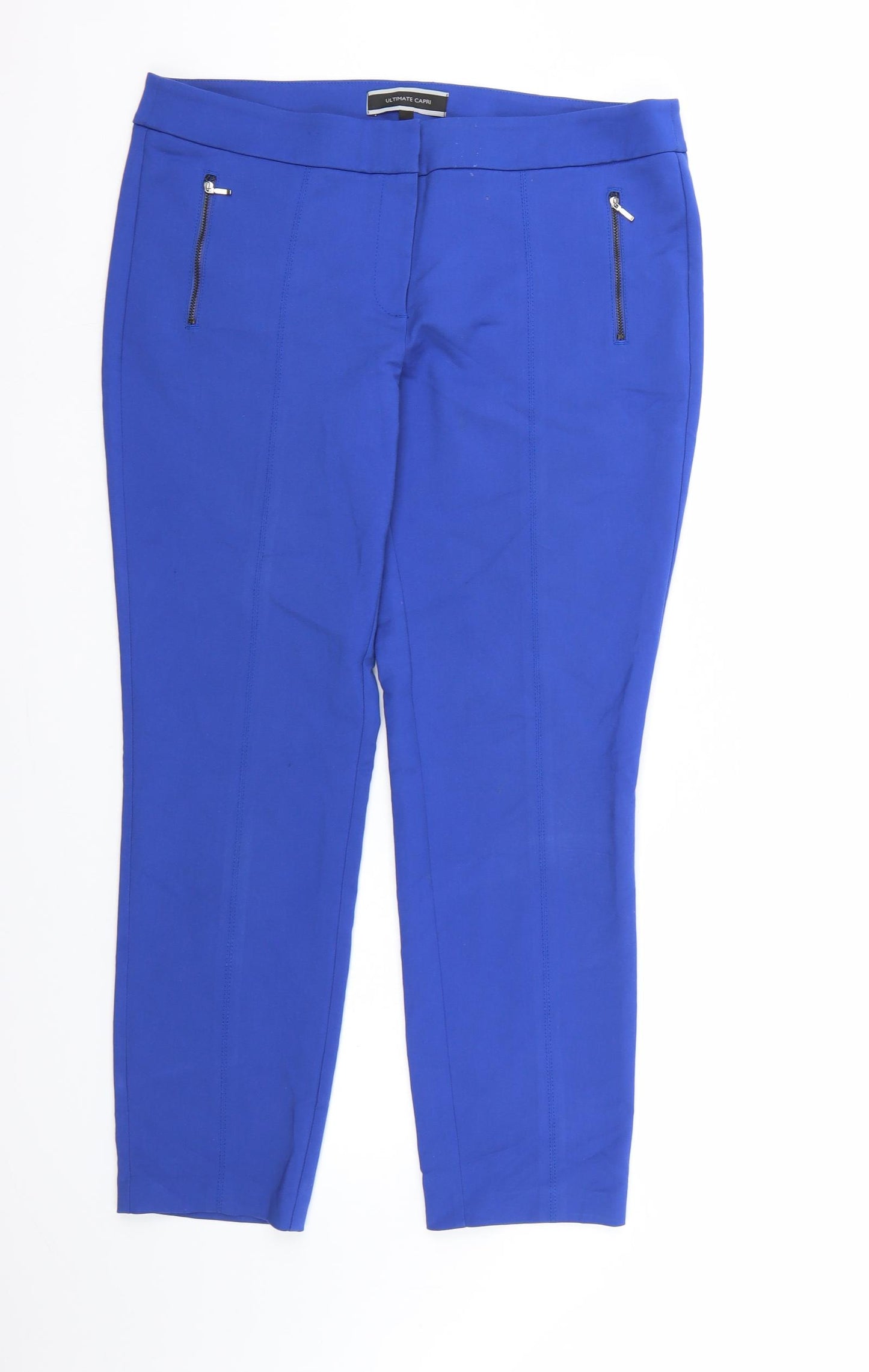 NEXT Womens Blue  Rayon Capri Trousers Size 14 L27 in