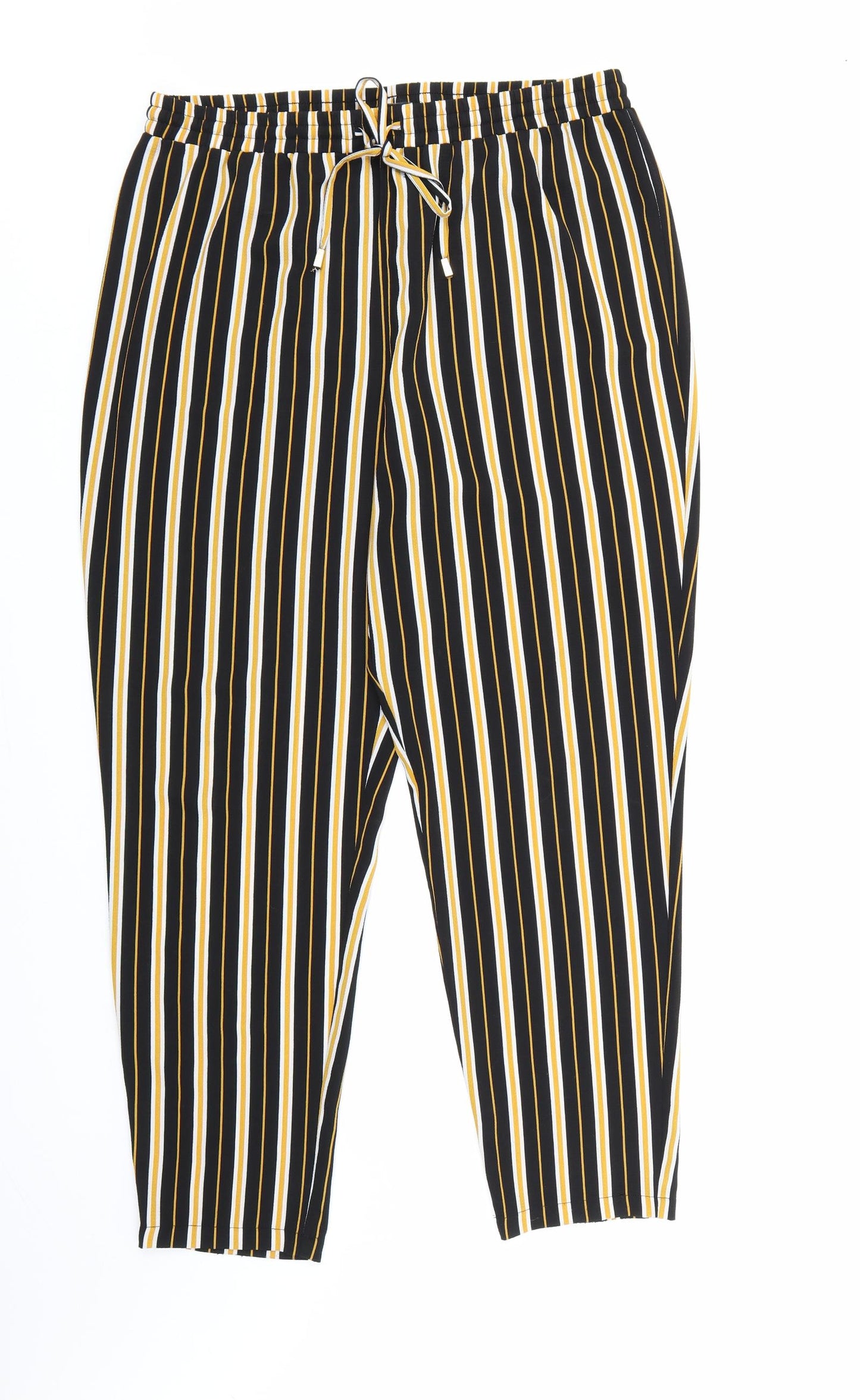 Papaya Womens Black Striped  Harem Trousers Size 16 L28 in