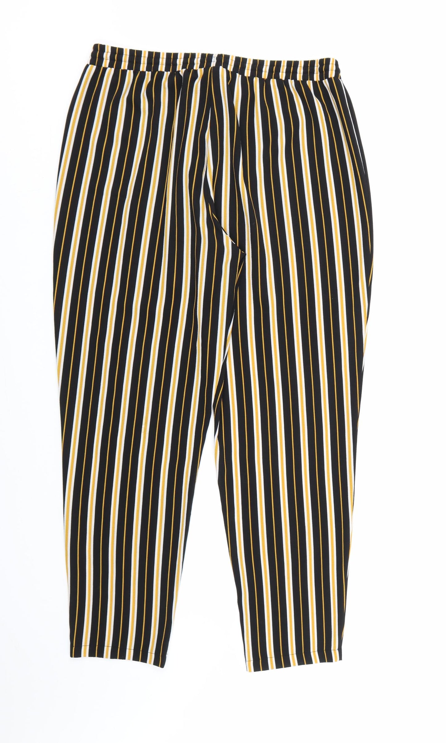 Papaya Womens Black Striped  Harem Trousers Size 16 L28 in