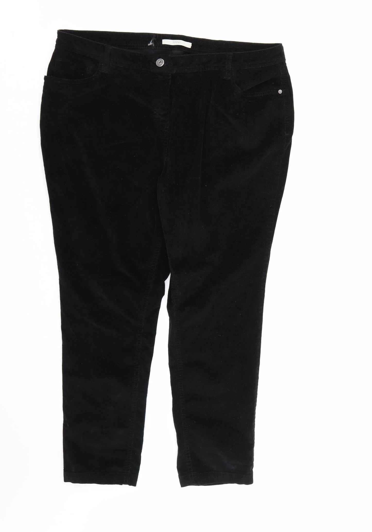 George Womens Black  Corduroy Trousers  Size 18 L26 in