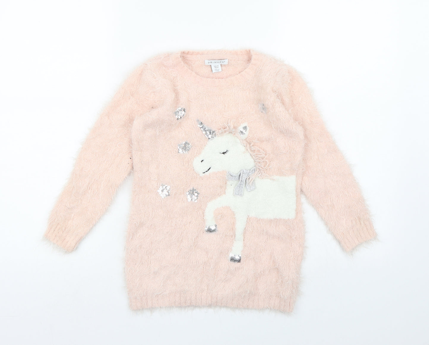 Primark Girls Pink  Knit Pullover Jumper Size 5-6 Years