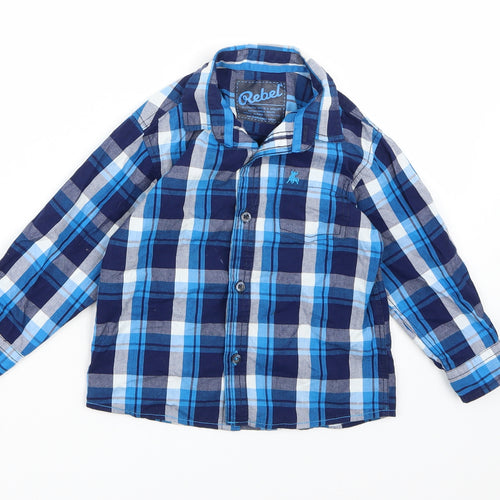 Rebel Boys Blue Check  Basic Button-Up Size 3-4 Years
