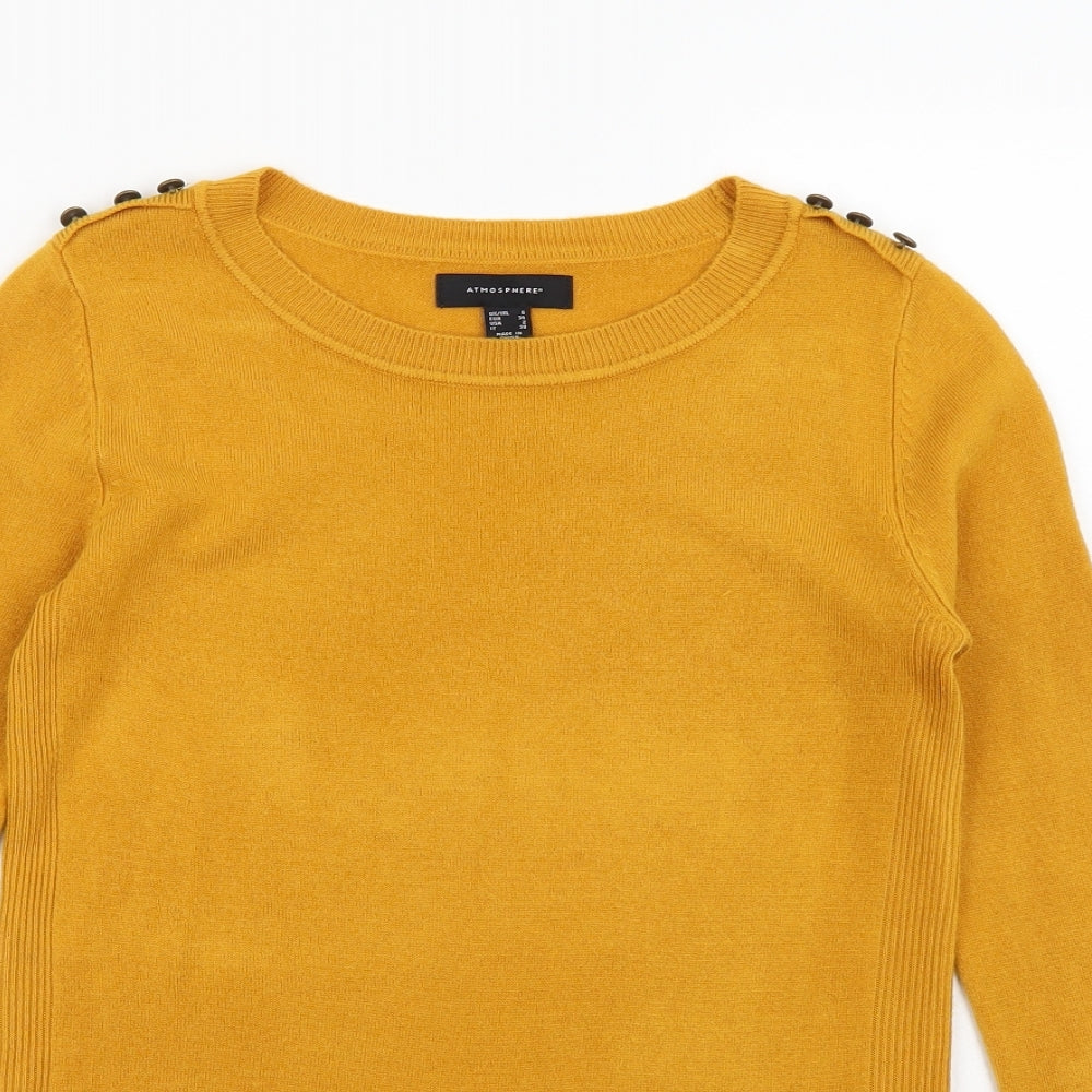 Atmosphere Womens Yellow  Knit Pullover Jumper Size 6