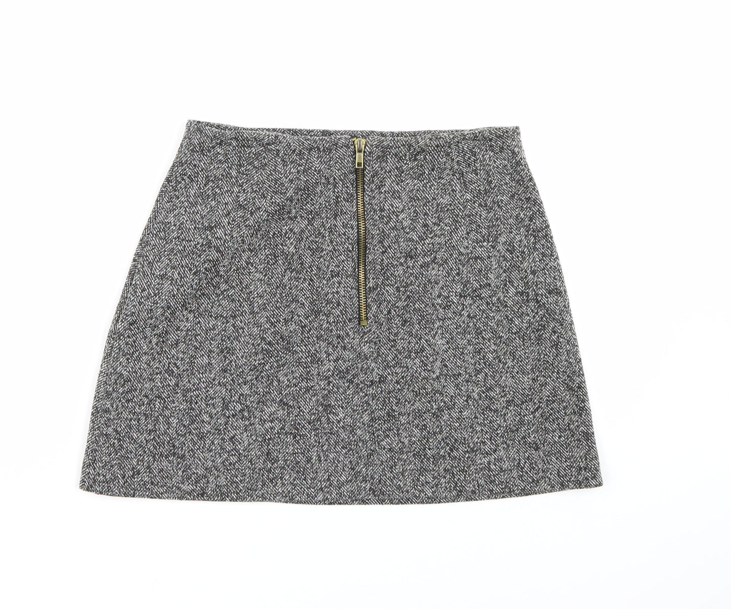 Topshop Womens Grey Herringbone  A-Line Skirt Size 6