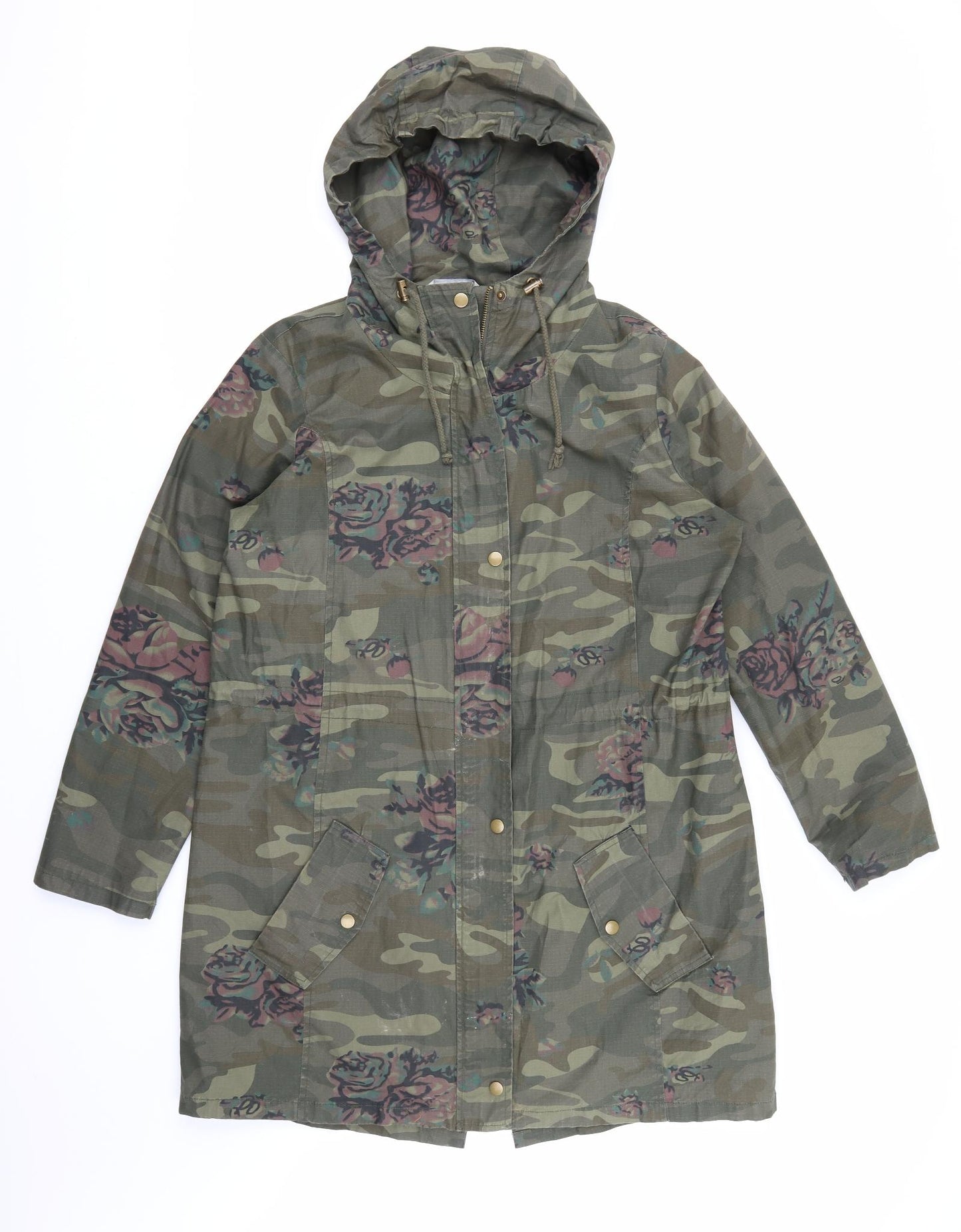George Womens Green Camouflage  Overcoat Coat Size 18