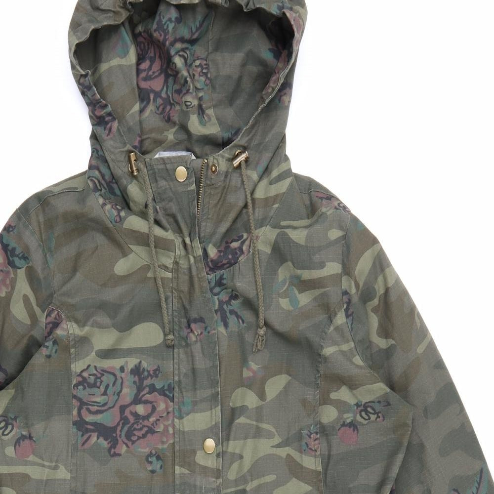 George Womens Green Camouflage  Overcoat Coat Size 18