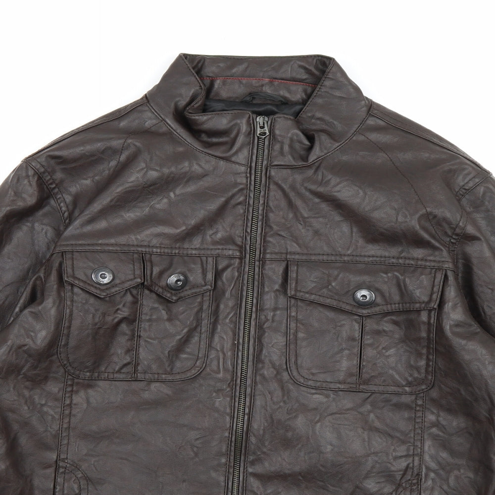 Zara Mens Brown   Biker Jacket Size M