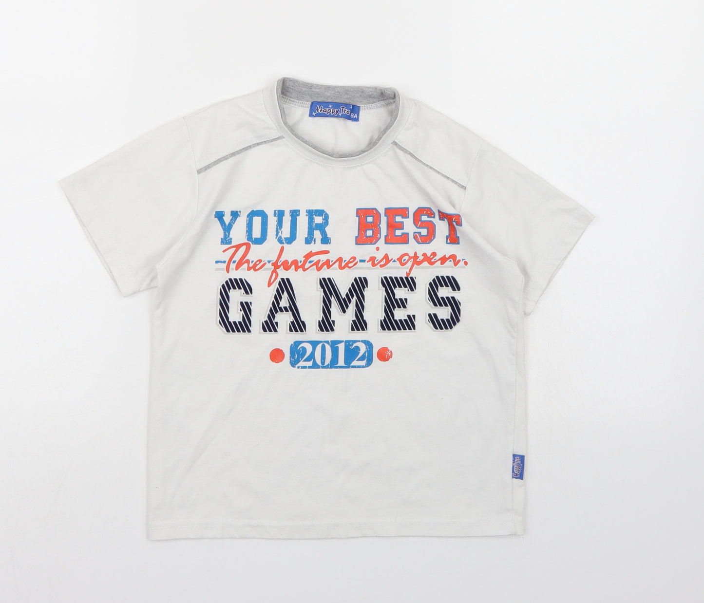 Happy Tree Boys White   Basic T-Shirt Size 8 Years