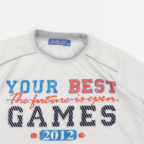 Happy Tree Boys White   Basic T-Shirt Size 8 Years