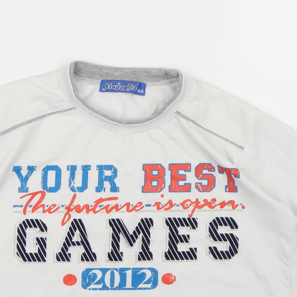Happy Tree Boys White   Basic T-Shirt Size 8 Years