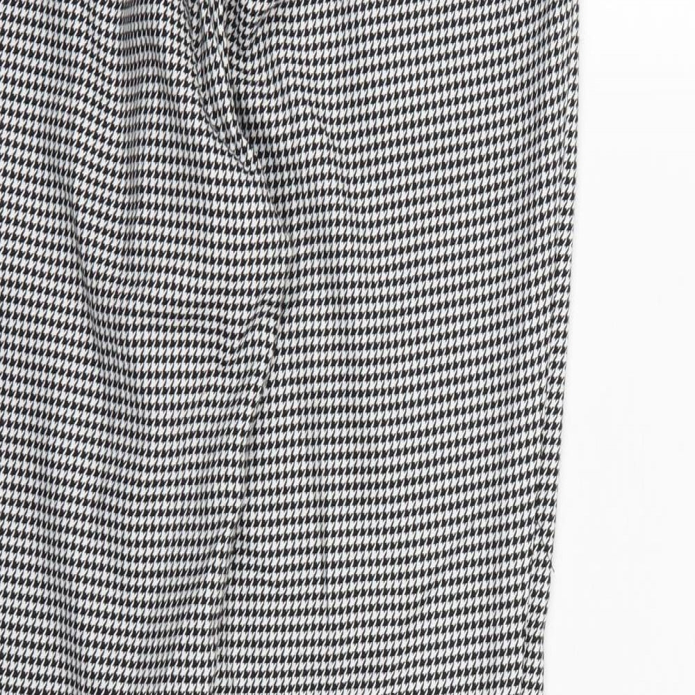 F&F Womens White Houndstooth  Pedal Pusher Trousers Size 8 L26 in