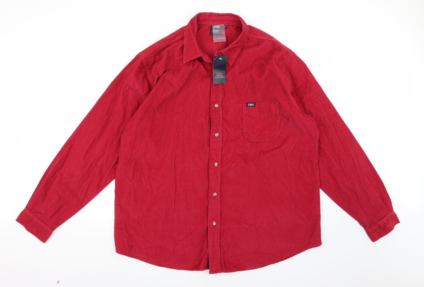 Cotton Traders Mens Red  Corduroy  Button-Up Size 2XL