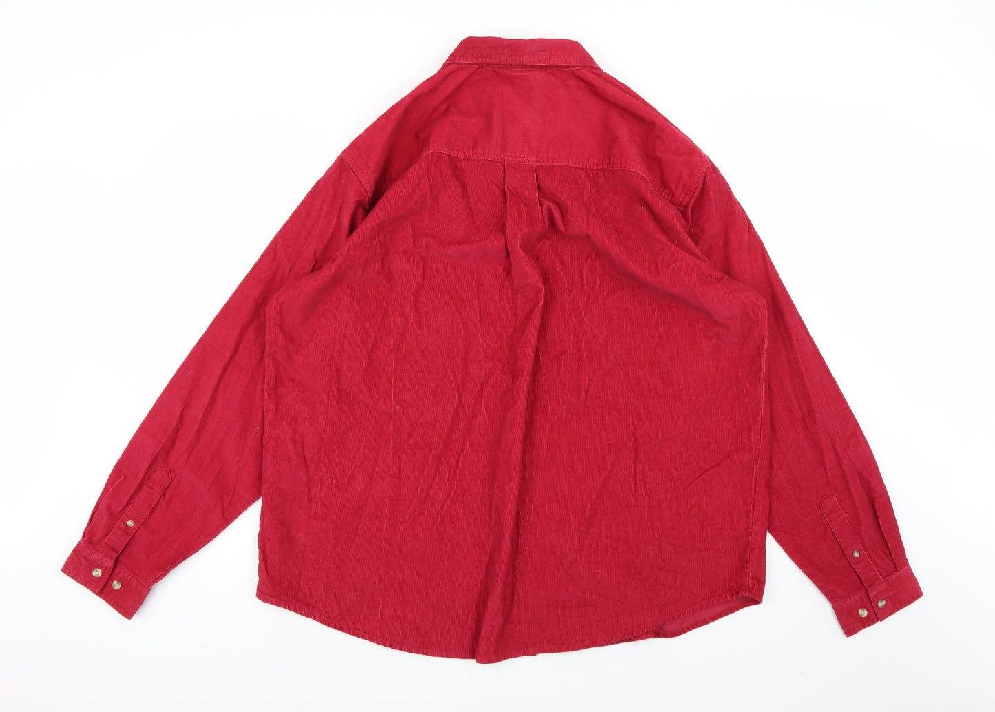 Cotton Traders Mens Red  Corduroy  Button-Up Size 2XL