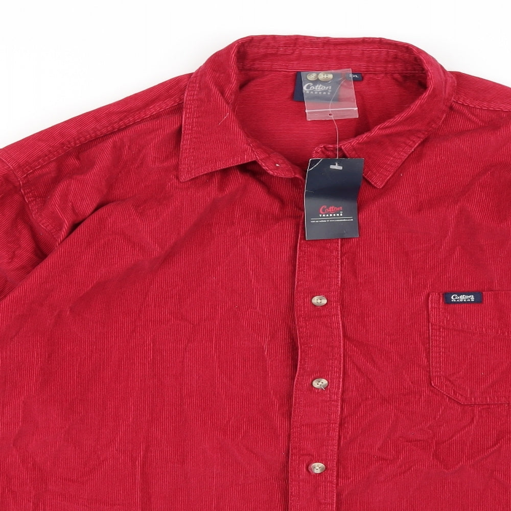 Cotton Traders Mens Red  Corduroy  Button-Up Size 2XL