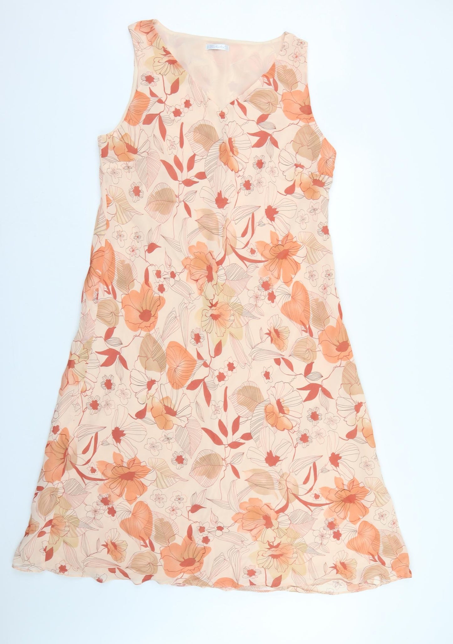 Berkertex Womens Orange Floral Chiffon Maxi  Size 20