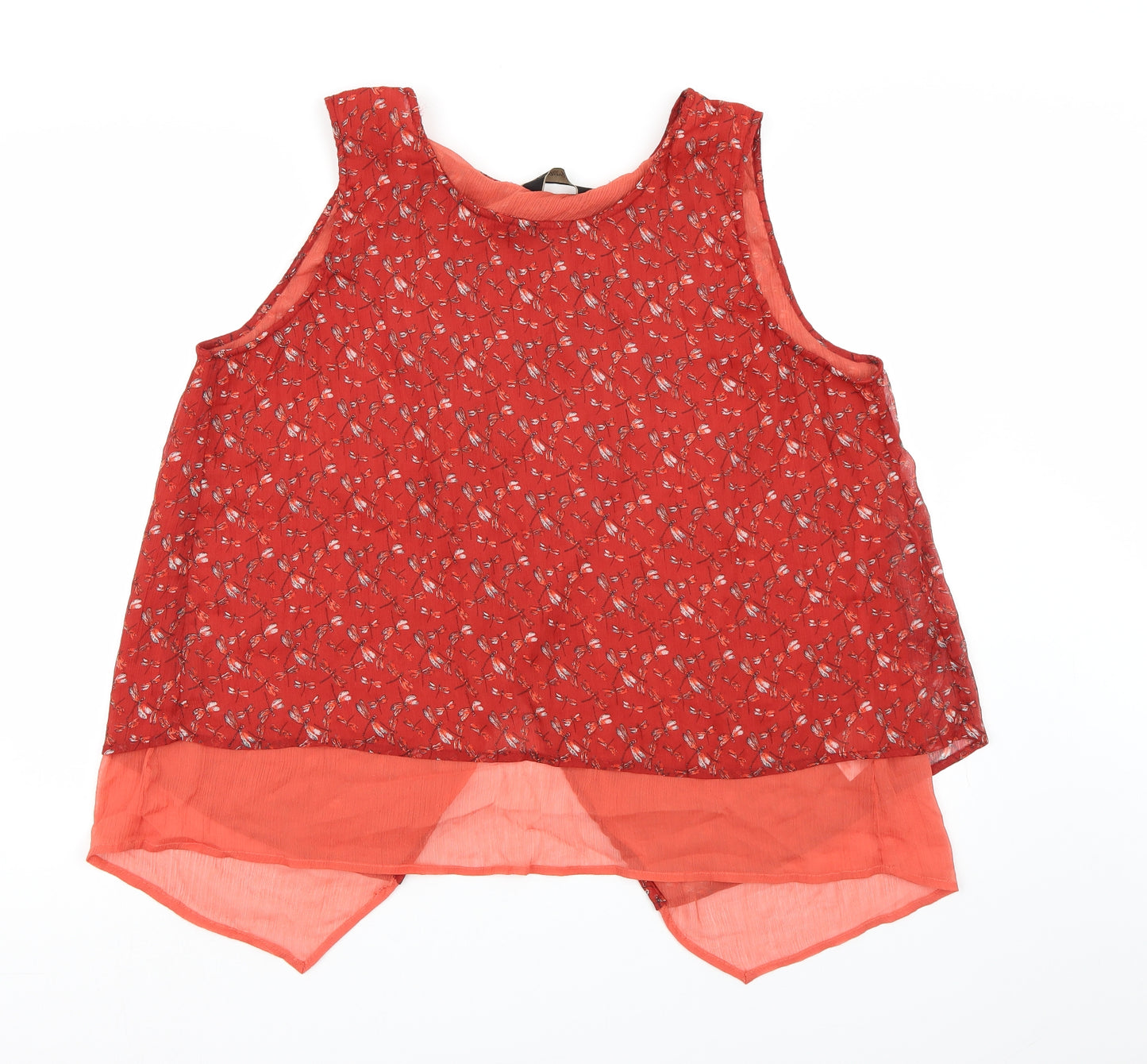 Originals Womens Red Floral Chambray Basic Tank Size 22