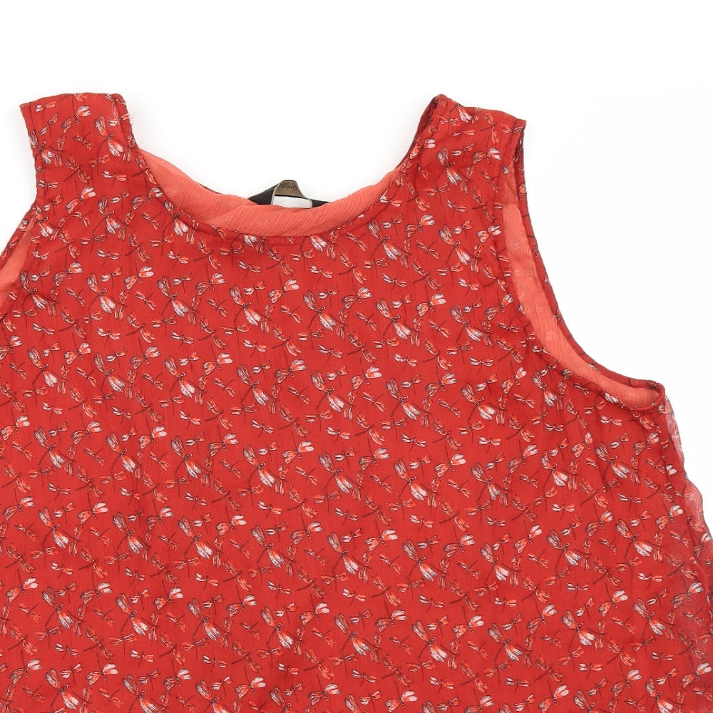 Originals Womens Red Floral Chambray Basic Tank Size 22