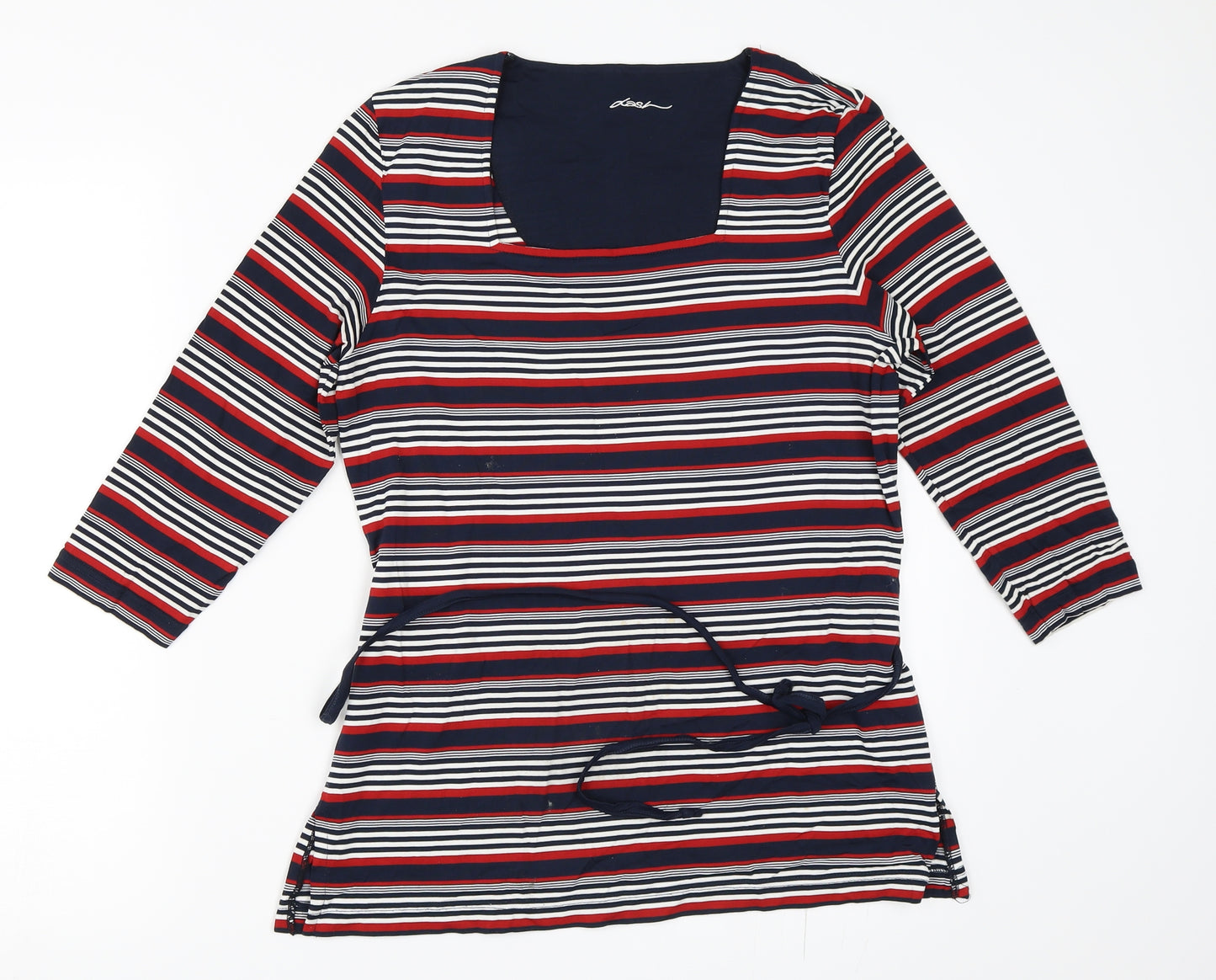 DASH Womens Blue Striped  Basic T-Shirt Size 12