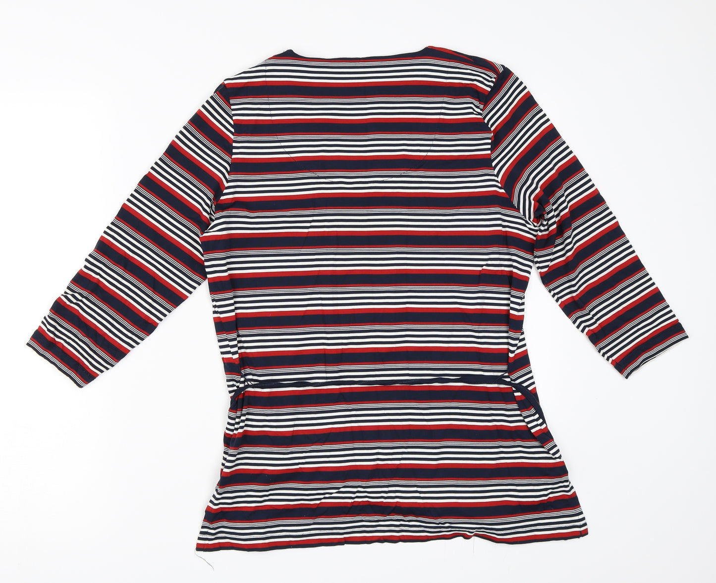 DASH Womens Blue Striped  Basic T-Shirt Size 12