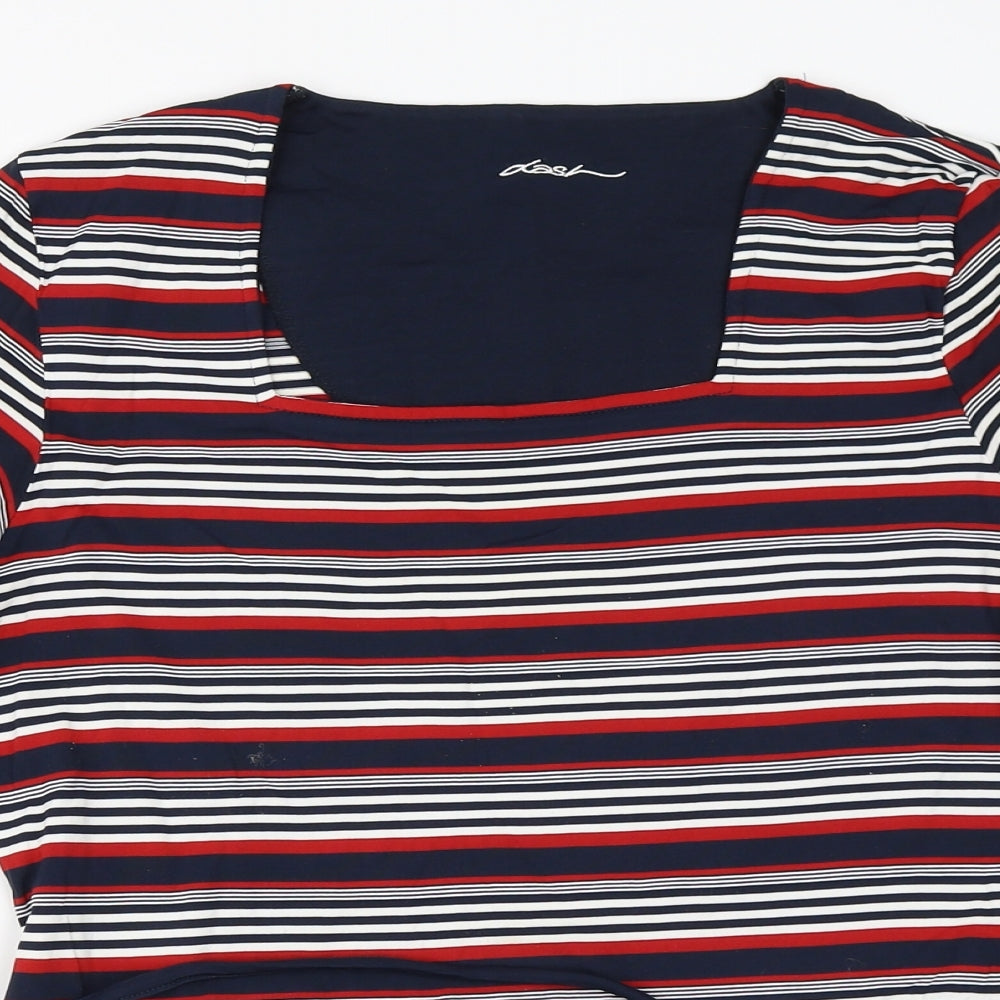 DASH Womens Blue Striped  Basic T-Shirt Size 12