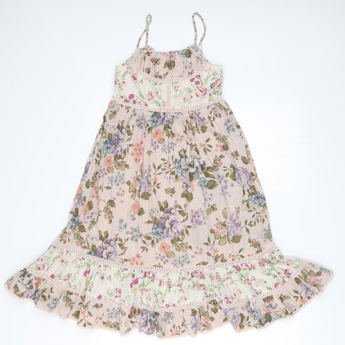 NEXT Girls Beige Floral  Fit & Flare  Size 8 Years