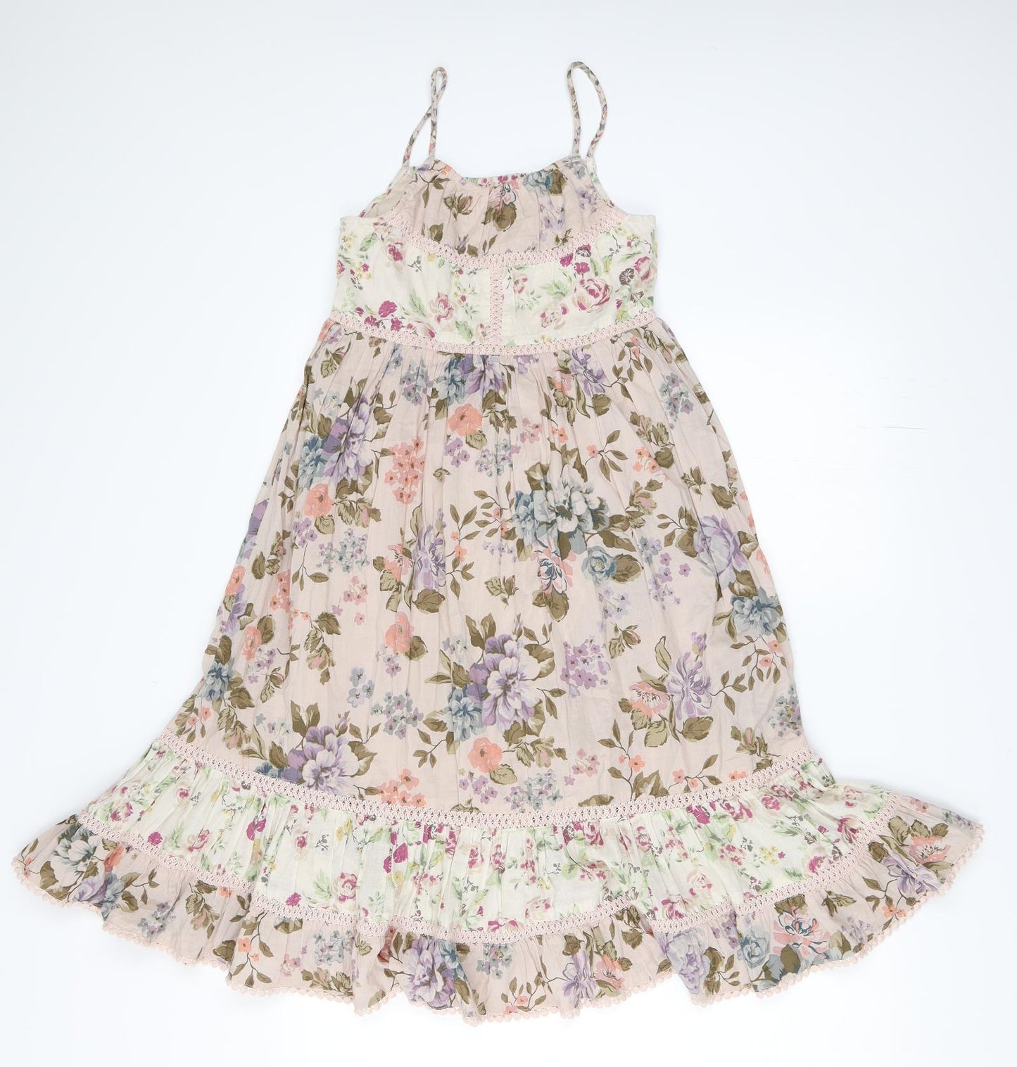 NEXT Girls Beige Floral  Fit & Flare  Size 8 Years