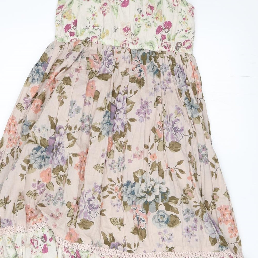 NEXT Girls Beige Floral  Fit & Flare  Size 8 Years