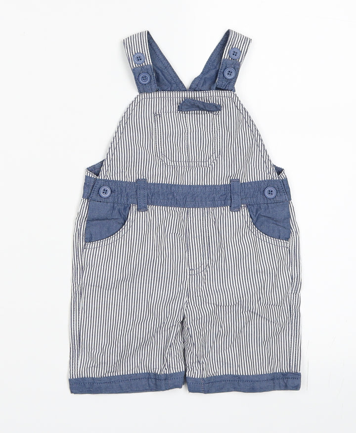 Matalan Boys Blue Striped  Dungaree One-Piece Size 6-9 Months