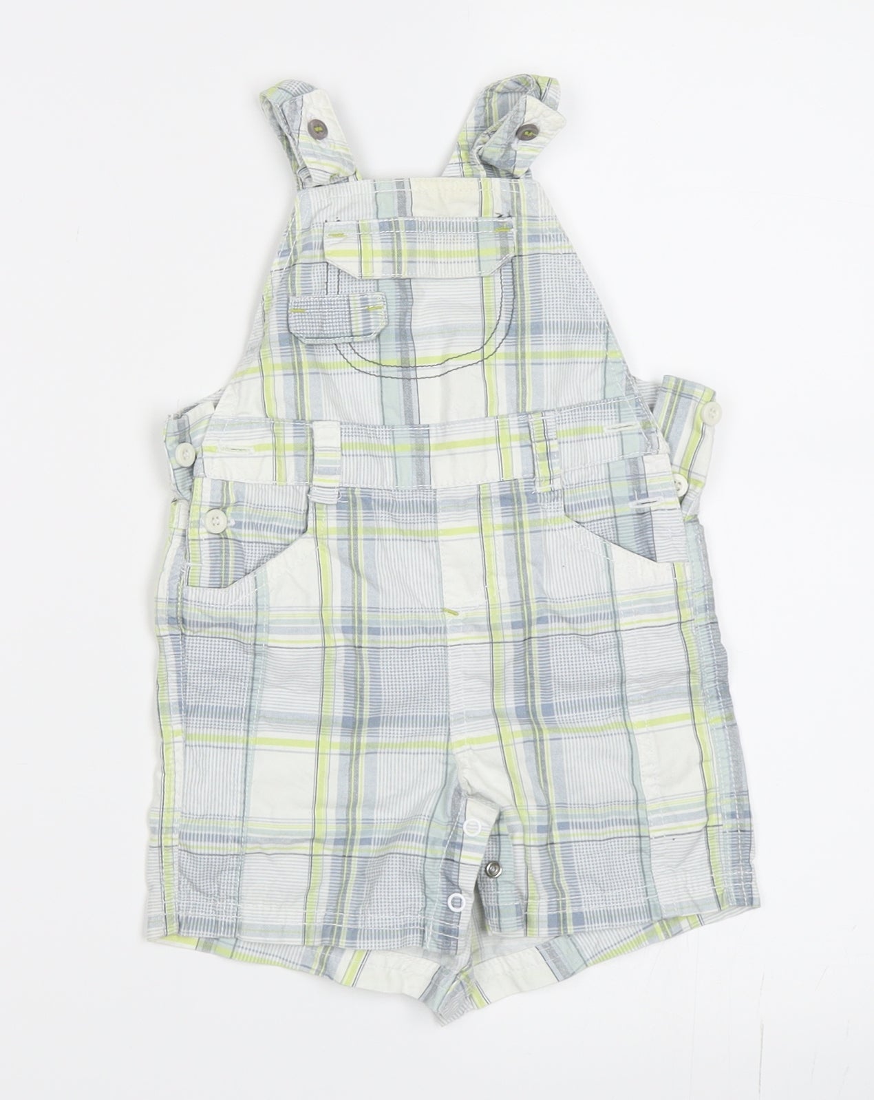 NEXT Boys Green Check  Dungaree One-Piece Size 6-9 Months