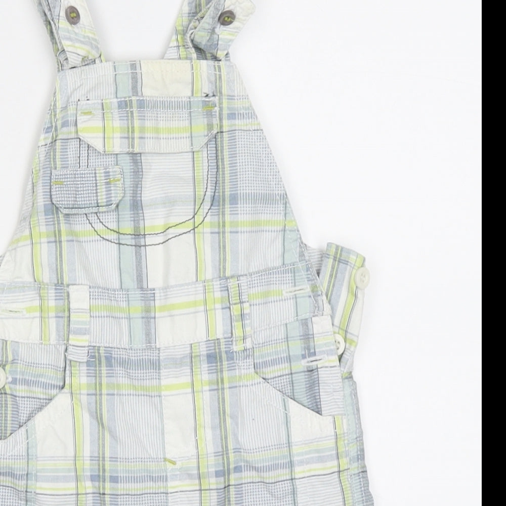 NEXT Boys Green Check  Dungaree One-Piece Size 6-9 Months