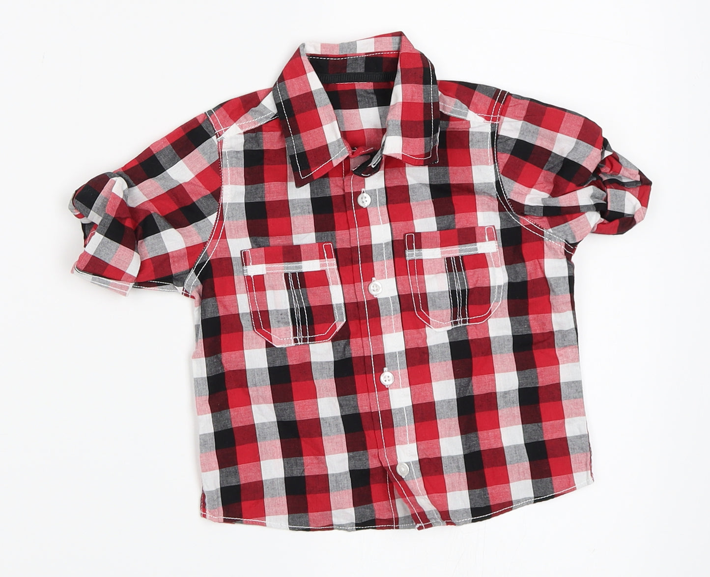 Matalan Boys Red Check  Basic Button-Up Size 6-9 Months