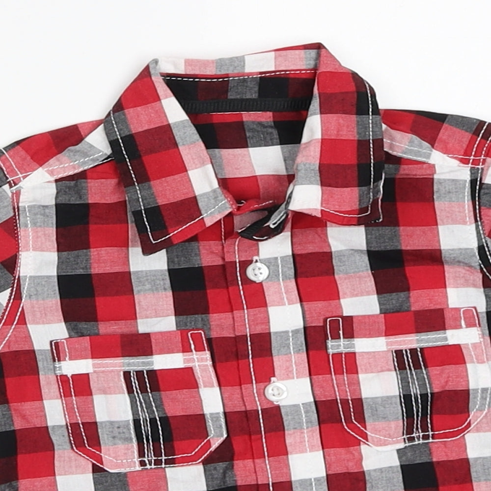 Matalan Boys Red Check  Basic Button-Up Size 6-9 Months