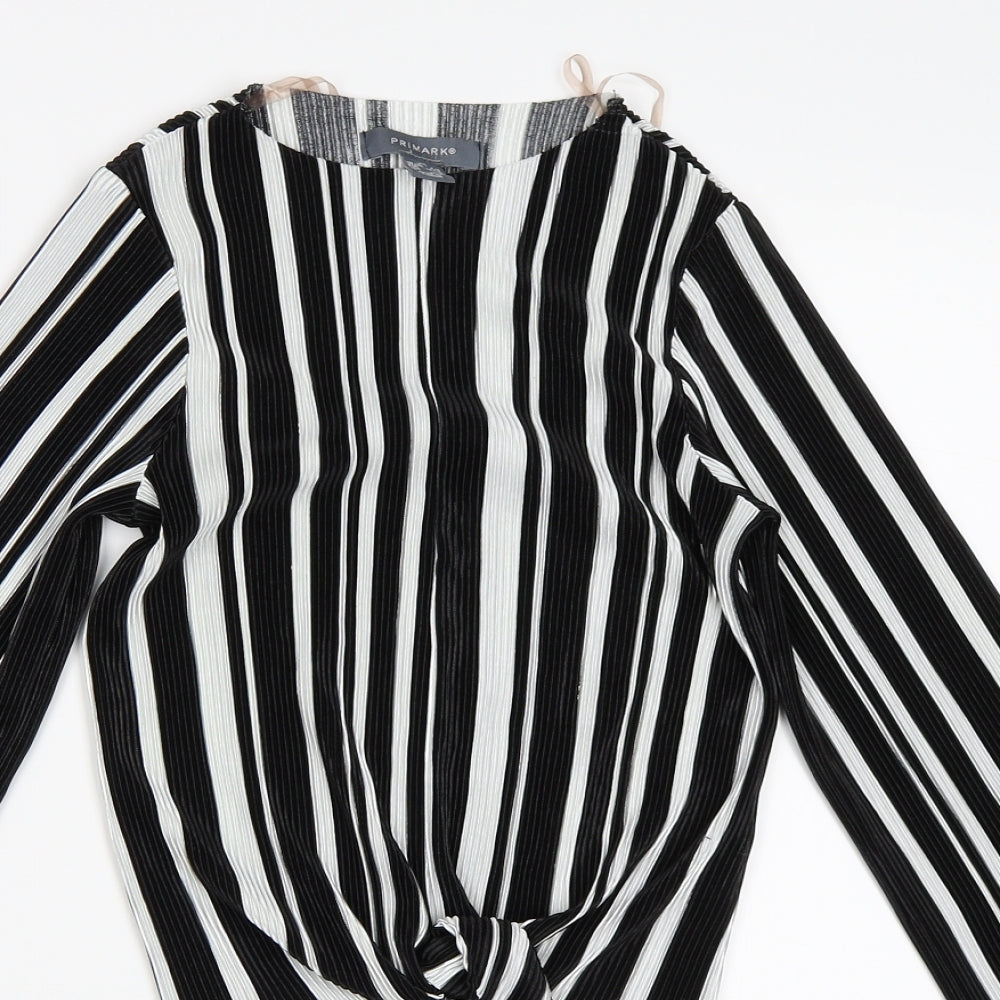 Primark Womens Black Striped  Basic Blouse Size 8