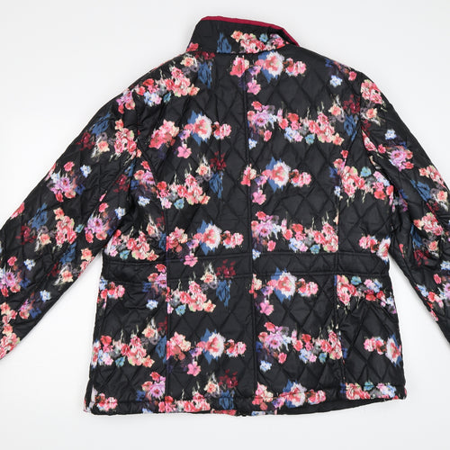 Klass Womens Black Floral  Quilted Coat Size 20