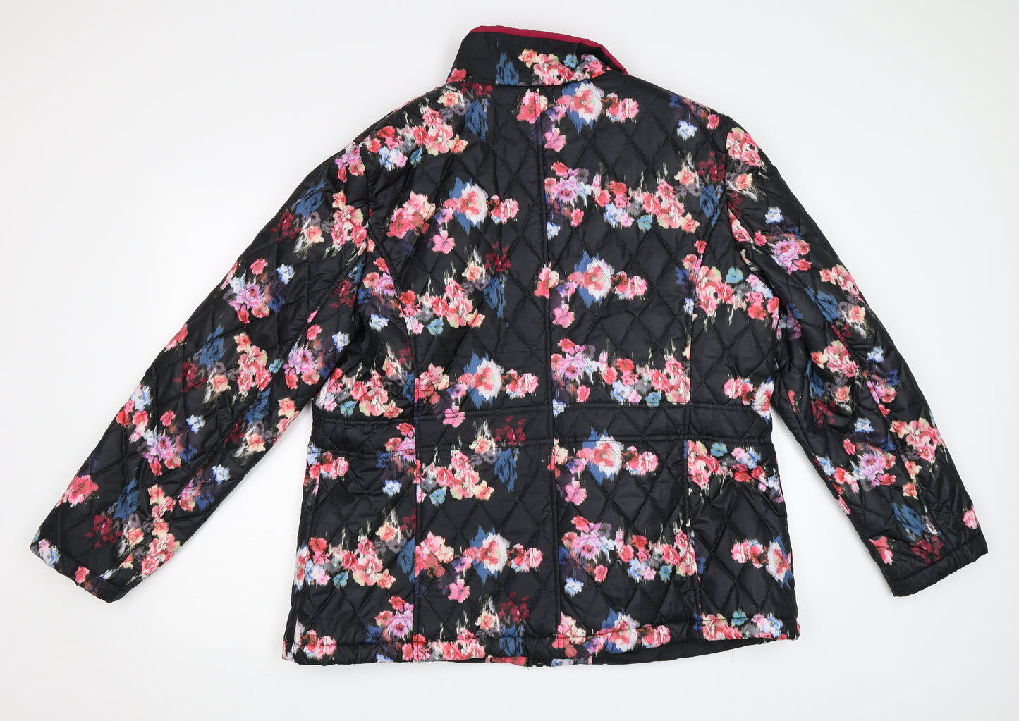 Klass Womens Black Floral  Quilted Coat Size 20