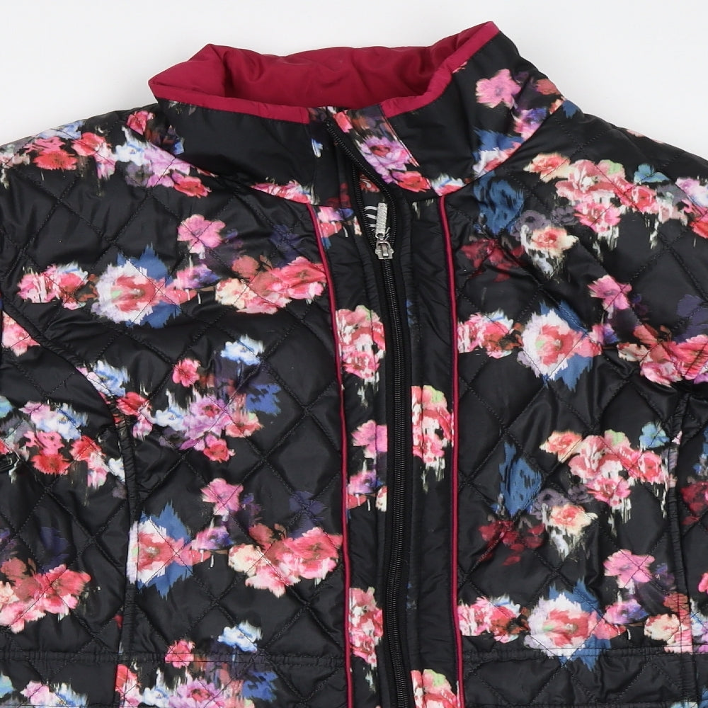 Klass Womens Black Floral  Quilted Coat Size 20