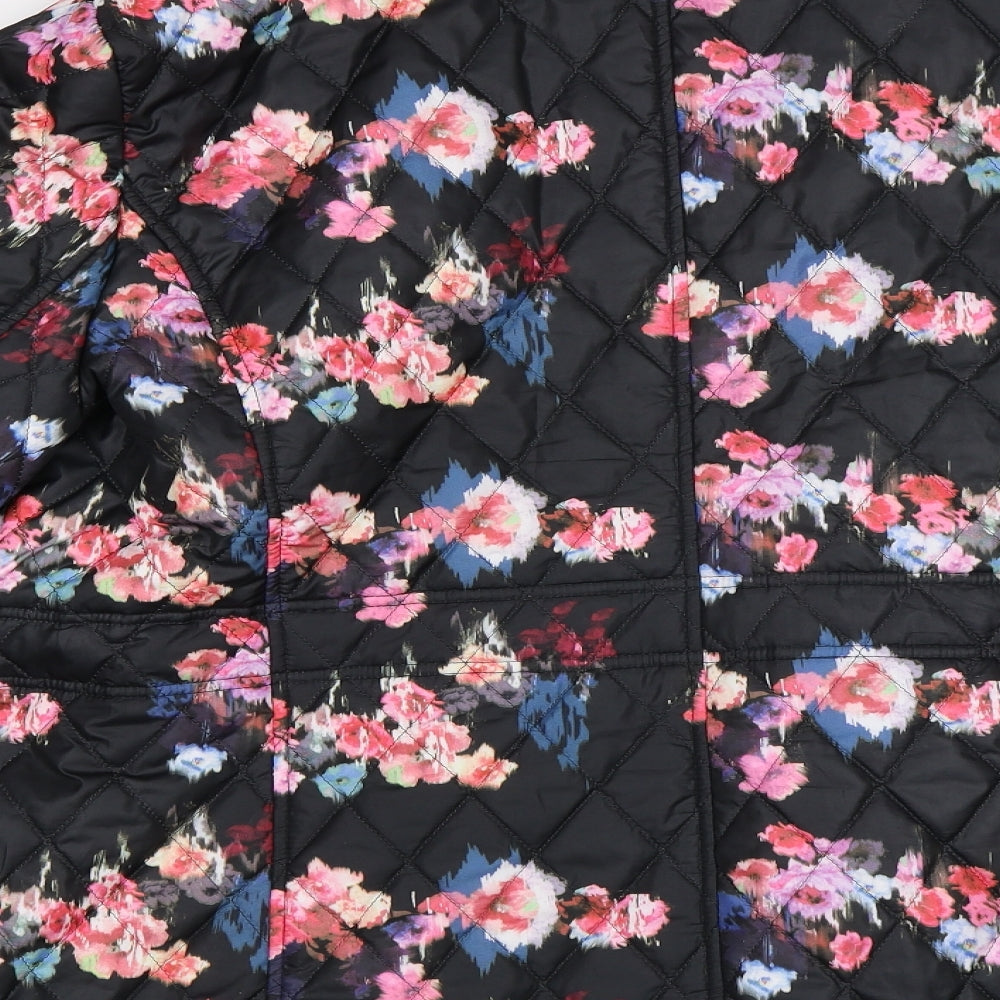 Klass Womens Black Floral  Quilted Coat Size 20