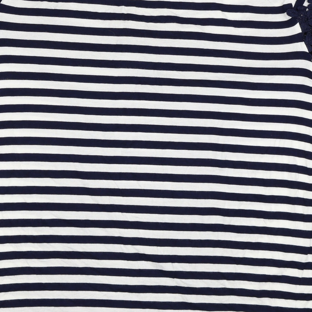 Studio Womens Blue Striped  Basic T-Shirt Size 16