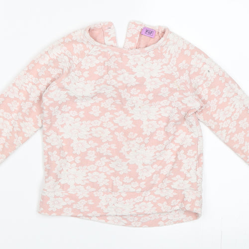 F&F Girls Pink Floral  Pullover Sweatshirt Size 2-3 Years