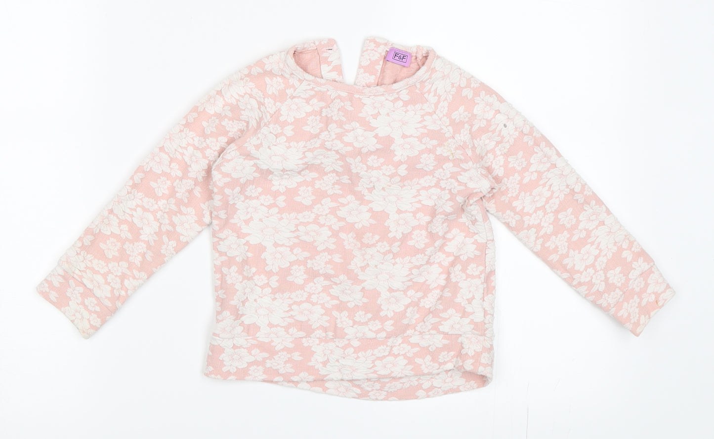 F&F Girls Pink Floral  Pullover Sweatshirt Size 2-3 Years