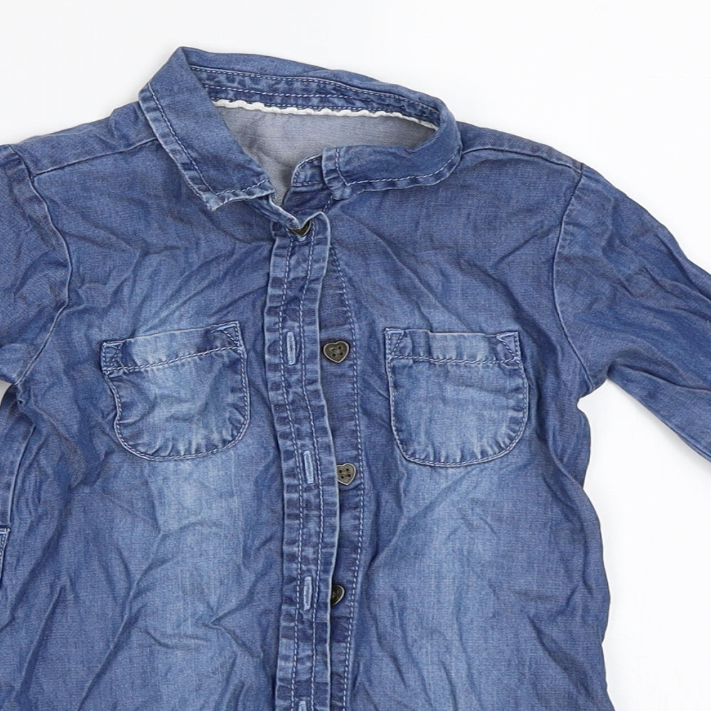 Matalan Girls Blue  Denim Shirt Dress  Size 18-24 Months