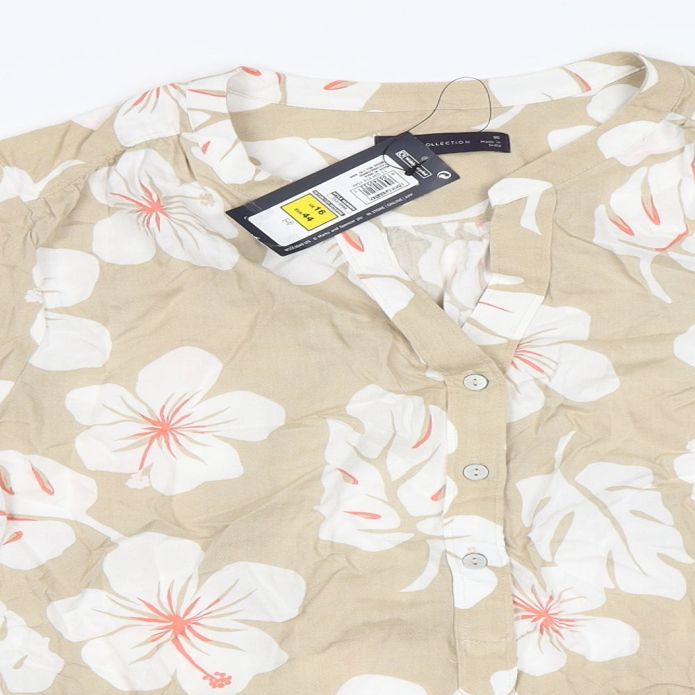 Marks and Spencer Womens Beige   Basic Blouse Size 16