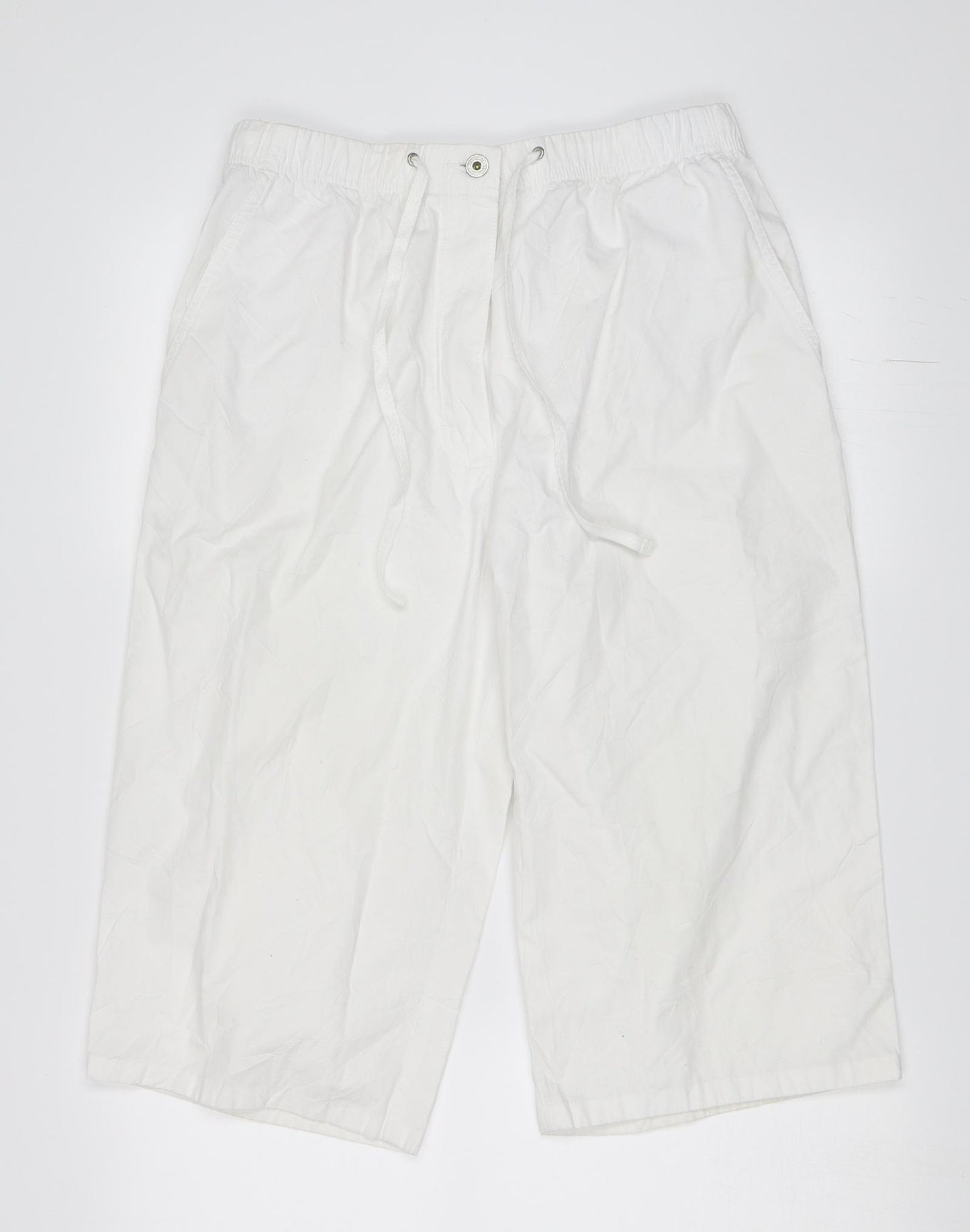 Marks and Spencer Womens White   Cropped Trousers Size 16