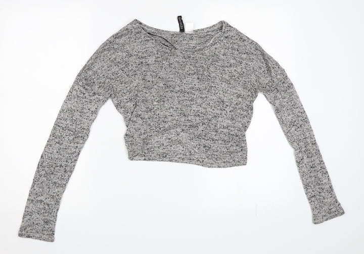 H&M Womens Grey   Cropped T-Shirt Size S