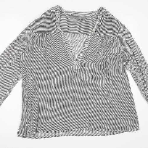 Tex woman Womens Blue Striped  Basic Blouse Size 42