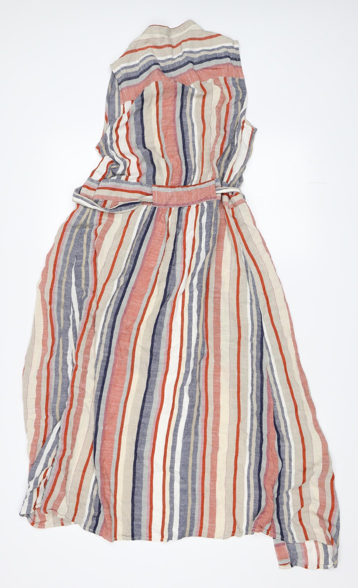 Warehouse Womens Beige Striped  Shirt Dress  Size 10