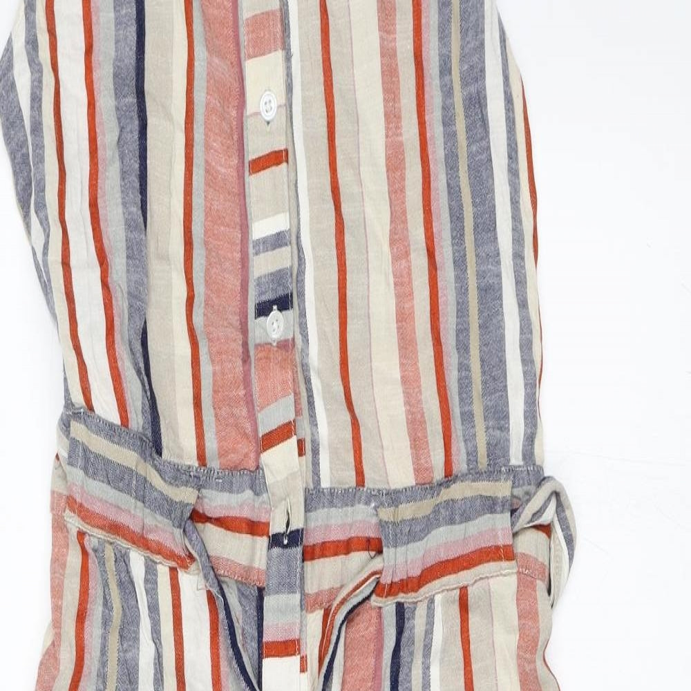 Warehouse Womens Beige Striped  Shirt Dress  Size 10