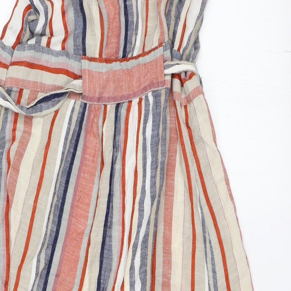 Warehouse Womens Beige Striped  Shirt Dress  Size 10